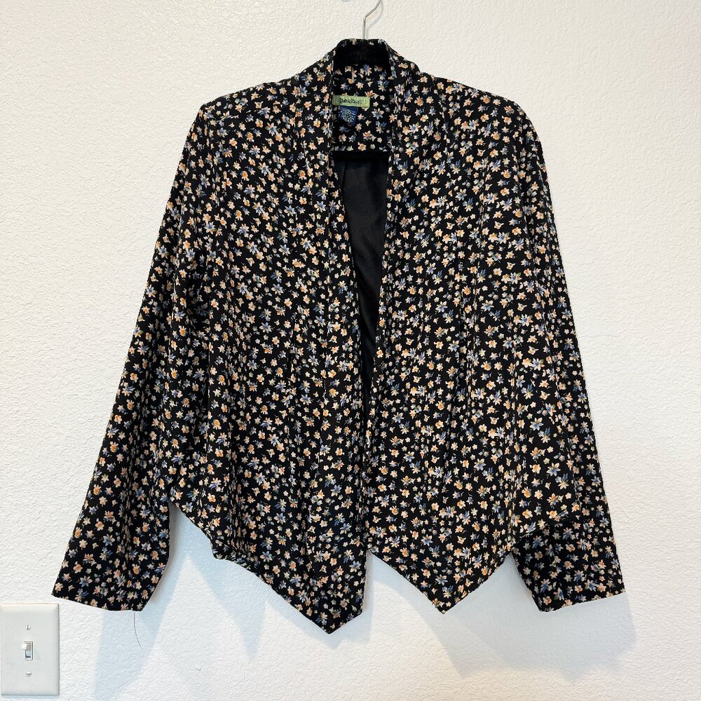 Nordstrom FreeHug Flower Blazer Lightweight Flowy Black Size L